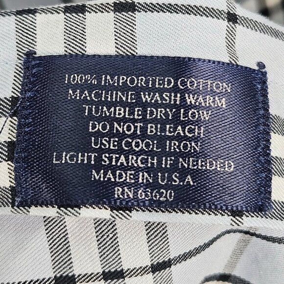 Burberry London Made in USA Plaid Shirt Men's Size M Check Blue Long Sleeve Brit - Picture 7 of 10